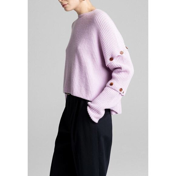 A.L.C. Adams Sweater Cashmere Wool Blend Tiered Button Sleeve in Pale Lavender - Picture 15 of 15